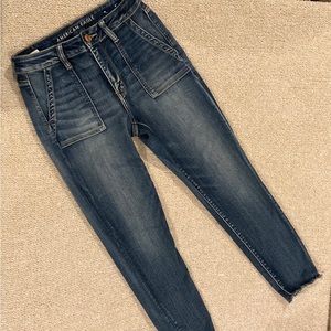 American Eagle 10 High Rise Jegging Crop Jean Distressed Raw Frayed Hem NWT
